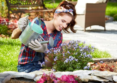 Lush garden landscape in Sudbury during spring